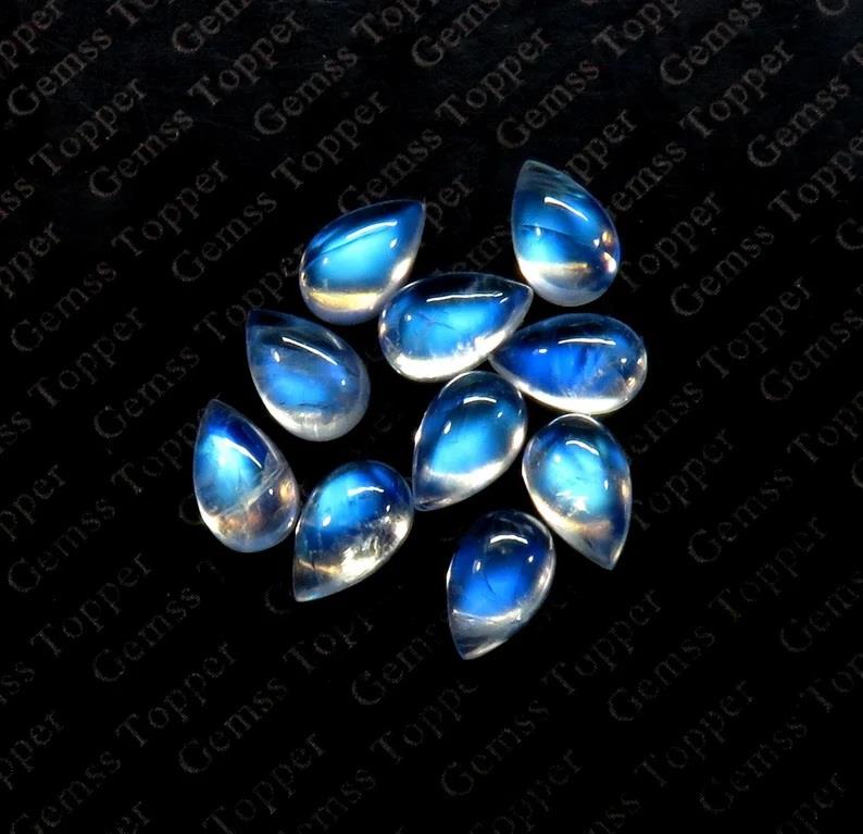 Rainbow Moonstone 5x7 mm Pear Cabochon